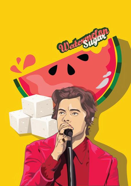 harry-styles-posters-watermelon-sugar-red-outfit-harry-styles-poster